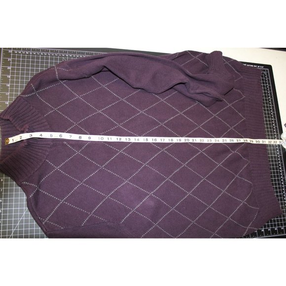Van Heusen Men's pullover sweater Large/ Purple with gray stripes 100% Cotton - Picture 11 of 12